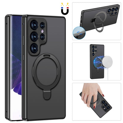 Magnetic Double-Sided Protection Metal Frame Phone Case With Invisible MagSafe Bracket For Galaxy/iPhone