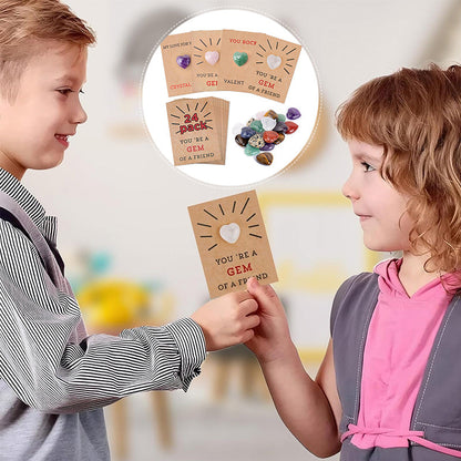 24 Pack Valentines Cards with Heart-Shape Stones