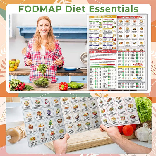 🥗Set of 2 Fodmap Chart📘IBS Symptom Relief Food List