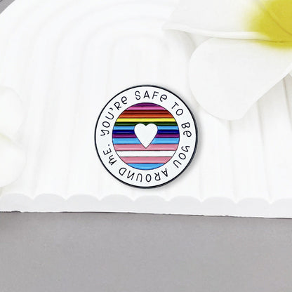 Round Rainbow Enamel Brooch