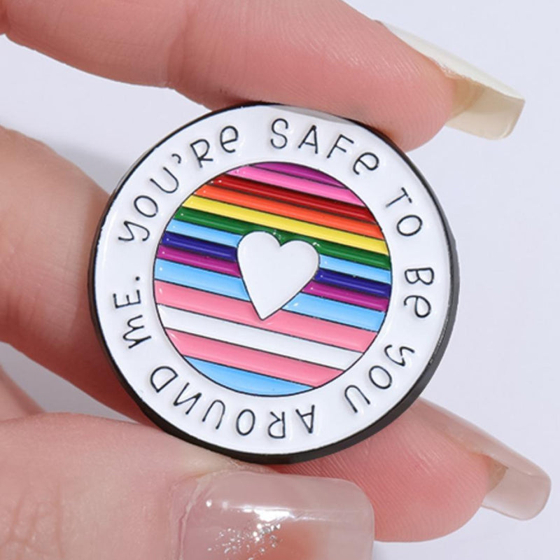 Round Rainbow Enamel Brooch