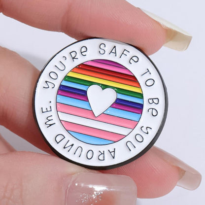 Round Rainbow Enamel Brooch