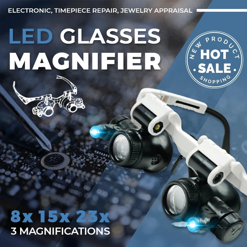 ⚡️Last day - 49% OFF⚡️Eptchn LED Glasses Magnifier 8x 15x 23x