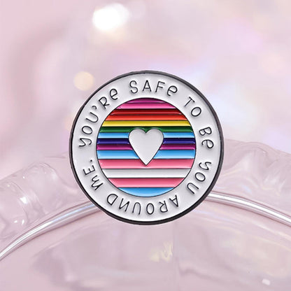 Round Rainbow Enamel Brooch