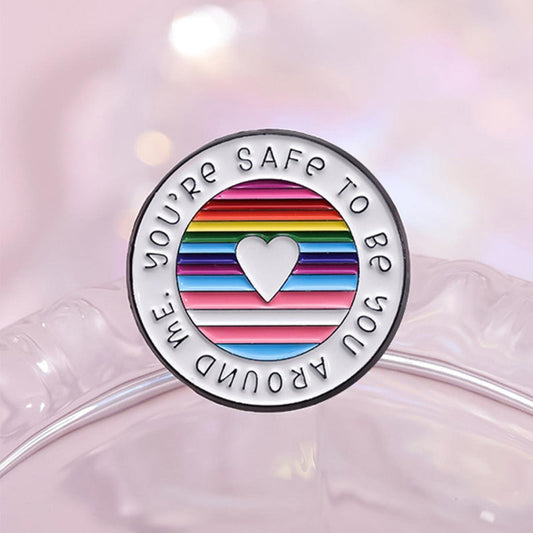 Round Rainbow Enamel Brooch