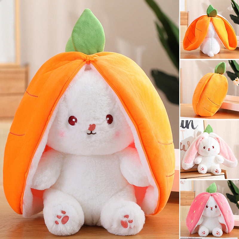 Strawberry Bunny Transformed into Little Rabbit Fruit Doll Plush Toy