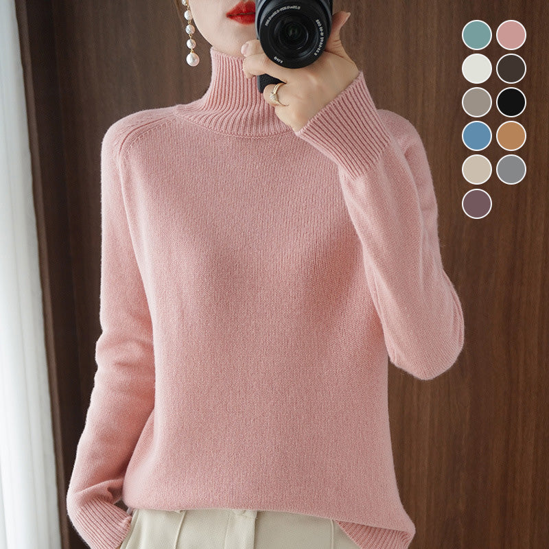 Women's Solid Turtleneck Knit Sweater