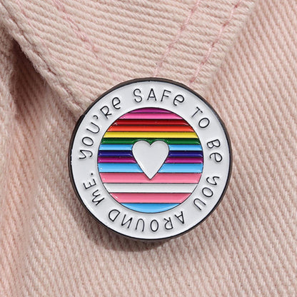 Round Rainbow Enamel Brooch