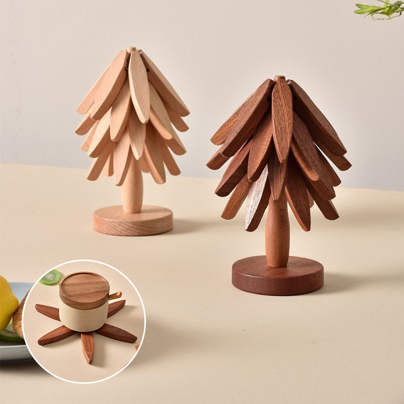 Wooden Leaves Design Coaster