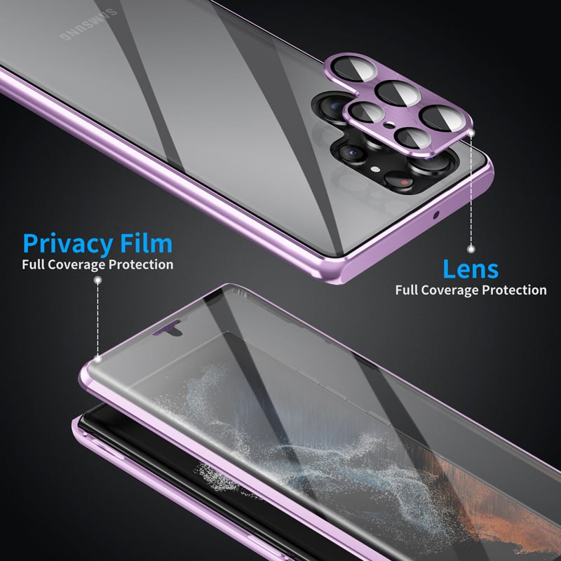 🔥New In Samsung S25 Series Case - Samsung Privacy Magnetic Double-sided Tempered Glass Case