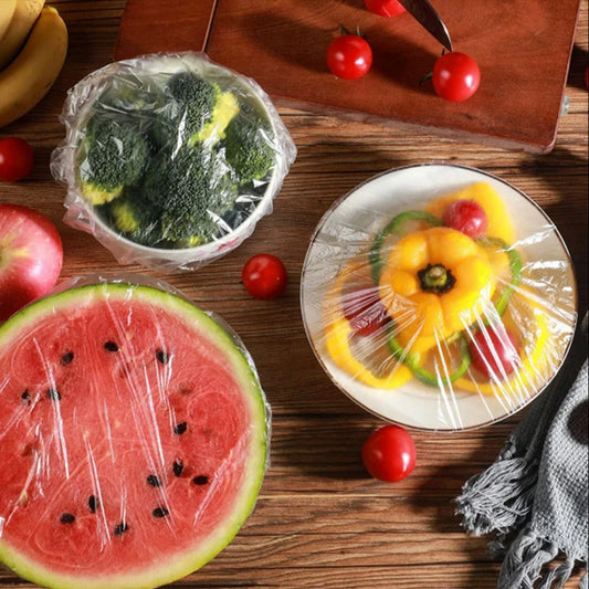 🥗100-500PCS Disposable Food Cover Wrap Plastic Elastic Stretch Food-Grade Fresh-keeping Film Bags Storage Kitchen Bowl Seal Lids