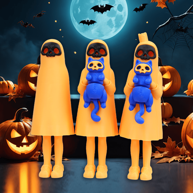 👻3D printed Halloween Ghost and Cat Figurines🐈‍⬛