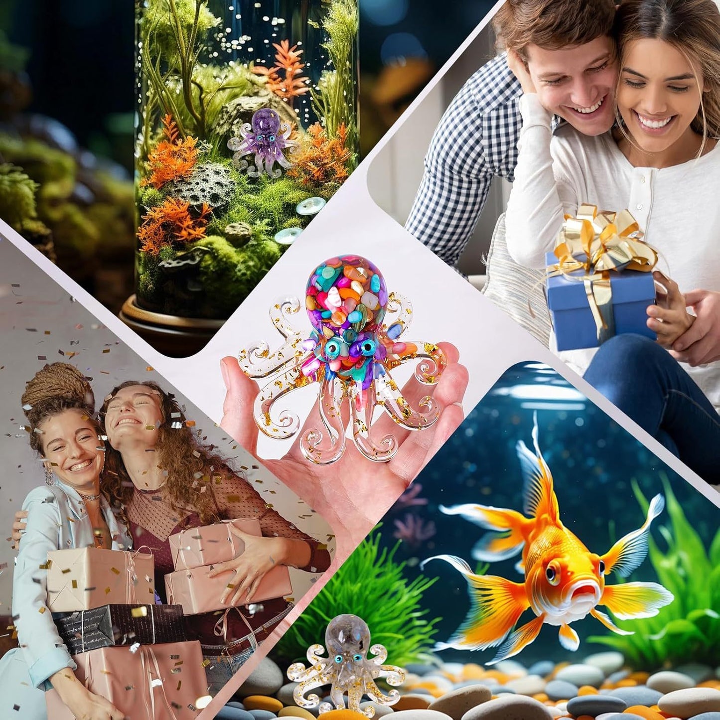 🔮Natural Crystal Gravel Octopus Decor🐙