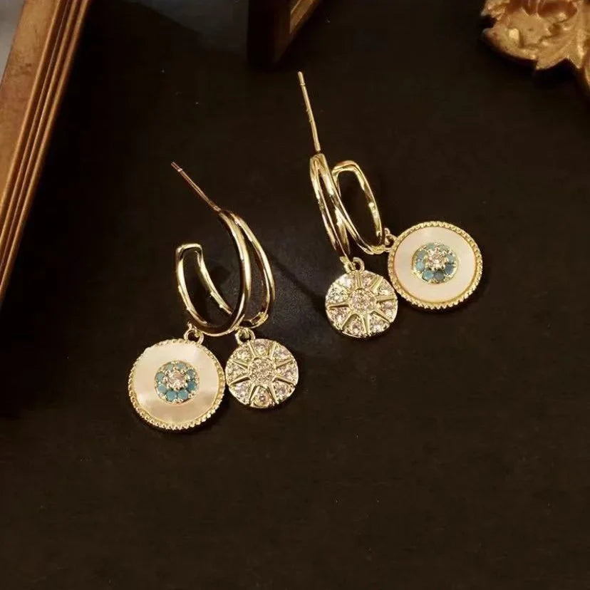 Natural shell zircon earrings