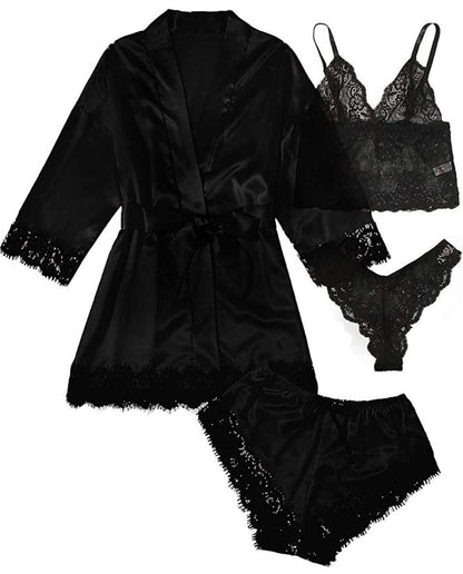 🔥LAST DAY SALE 49% OFF 🔥Valentine's Day 4 sets of lace satin sling pajamas set🌹