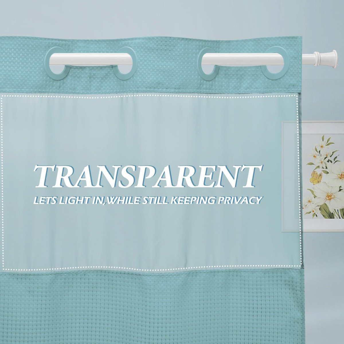 🔥🔥No Hook Shower Curtain with Snap in Liner