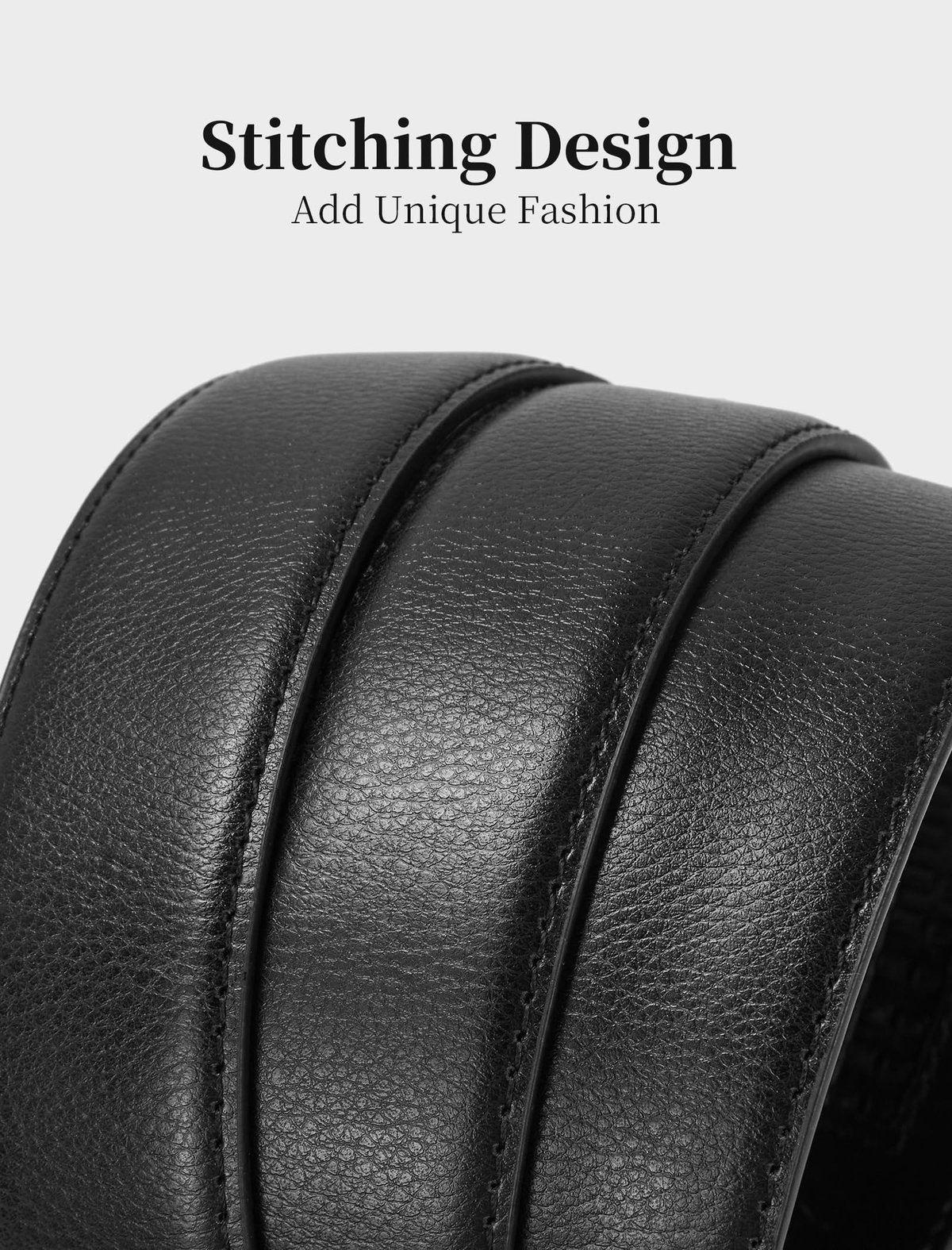 Men's Adjustable Buckle Leather Ratchet Belt, Trim to Fit