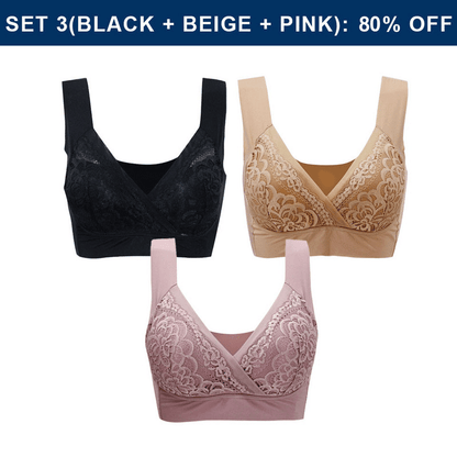 ROSY LIFT BRA –Plus Size Comfort Extra Elastic Wireless Support Lace Bra (Size runs the same as regular bras)