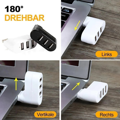 Multifunctional mini rotatable 3-port USB port