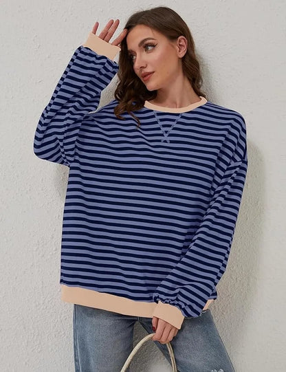 🎁Last Day Sale 50% OFF🏆️2024 Womens Stripes Color Block Sweatshirts