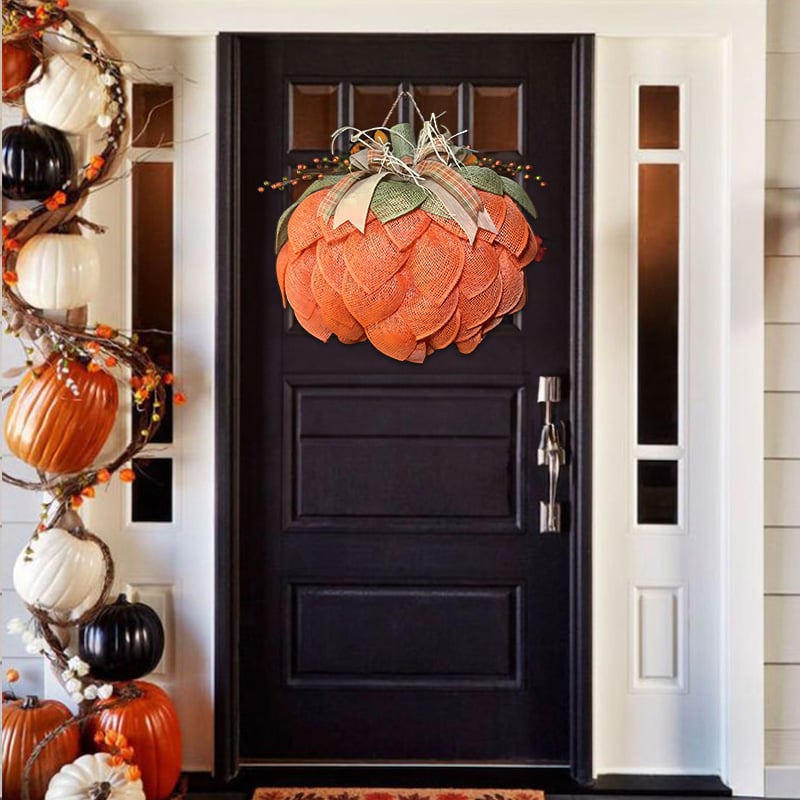 🔥Fall Hot Sale 49%OFF🎃Handmade Halloween Pumpkin Wreath For Front Door