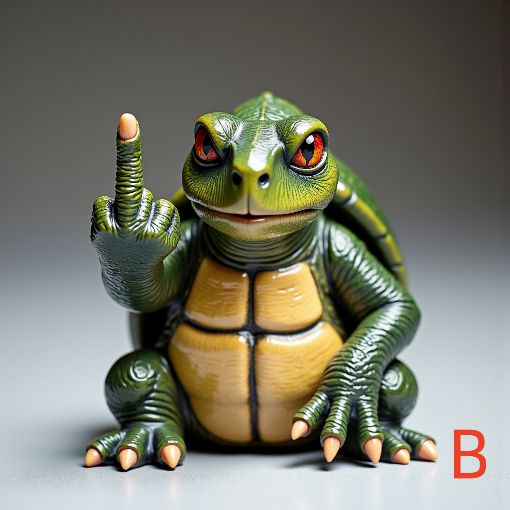 Middle Finger Sea Turtle Sculpture