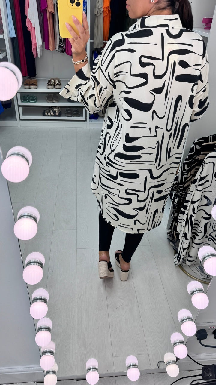 Abstract Print Oversized Shirt
