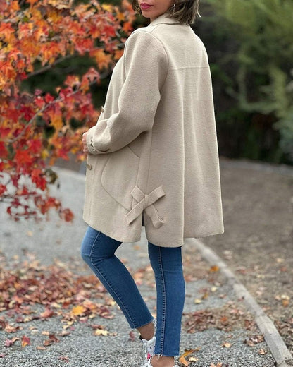 Women's Solid Color Casual Side Bow Coat