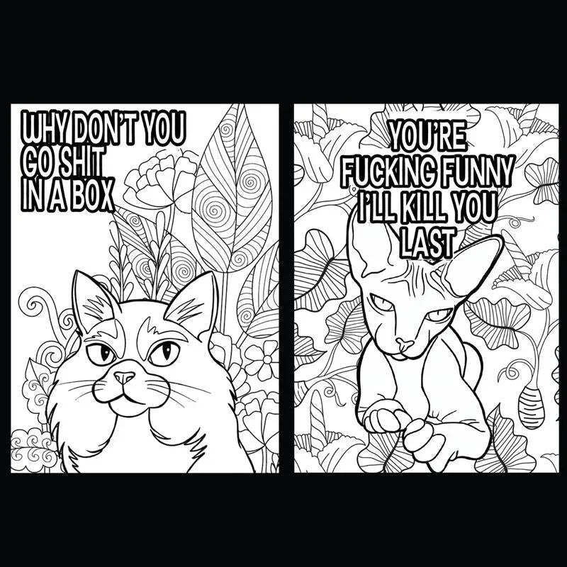 🐱Funny Kitty Memes Coloring Book For Adult Relaxation