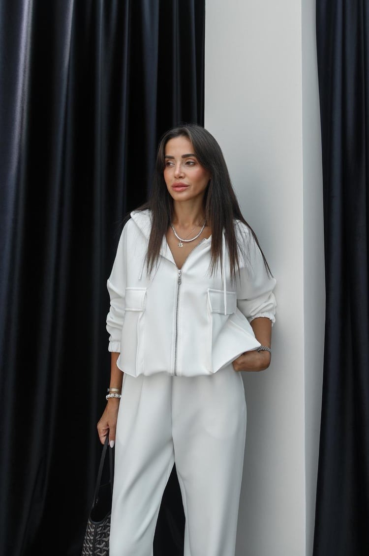 Zipper Hoodie and Elastic Waist Set