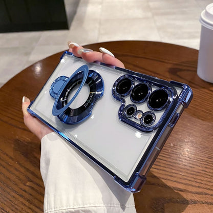 🔥New In Samsung S25 Series Case - Samsung Electroplated Glitter Four Corners Airbag Protection Magnetic Case with Invisible Stand