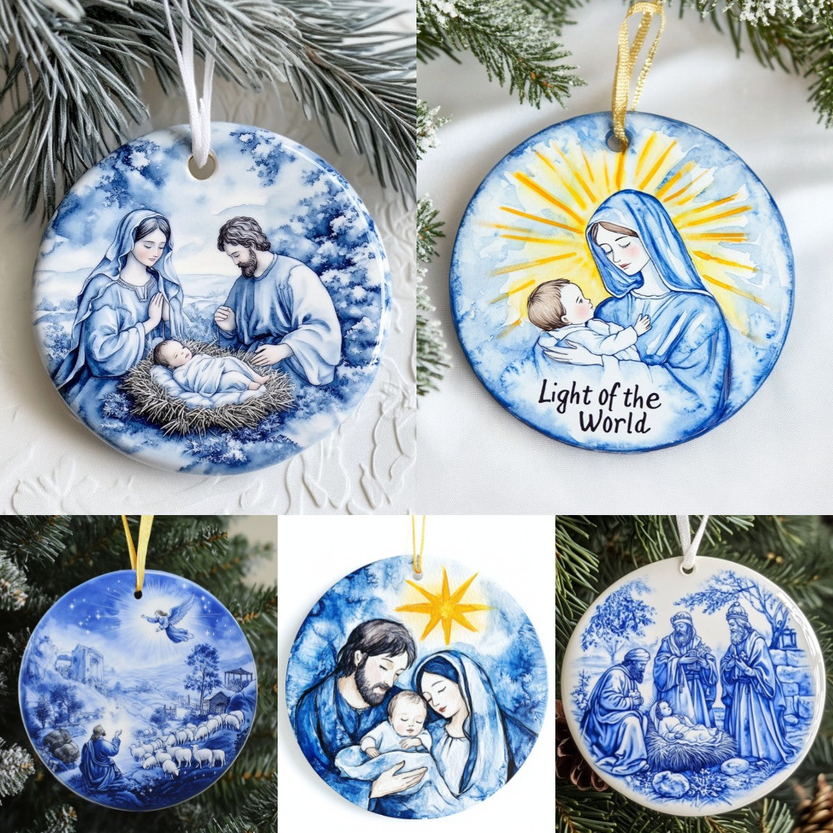Nativity Christmas Ornament in Blue