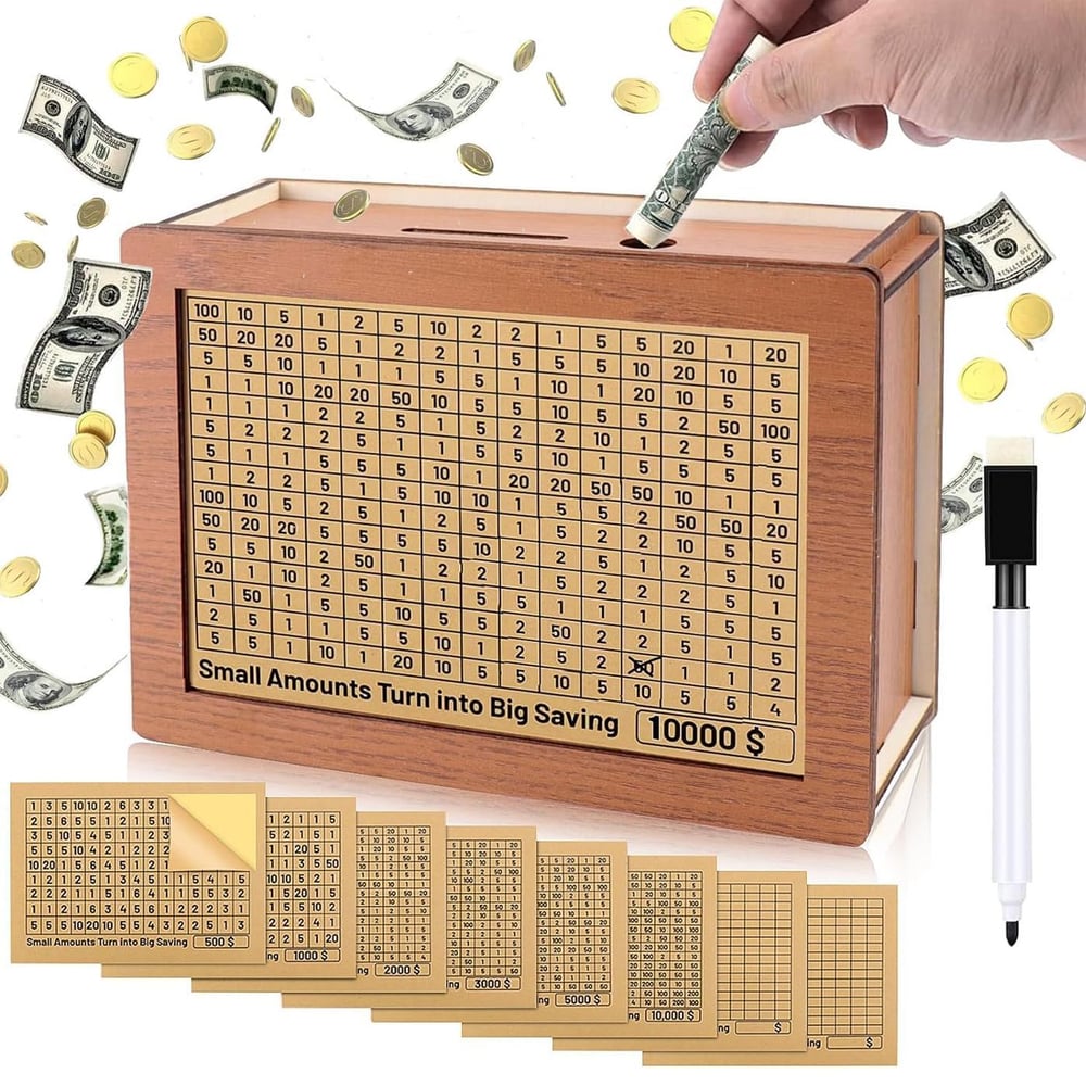 🎁Last Day Sale 49% OFF🎁🎅Cash Vault Wooden Savings Box