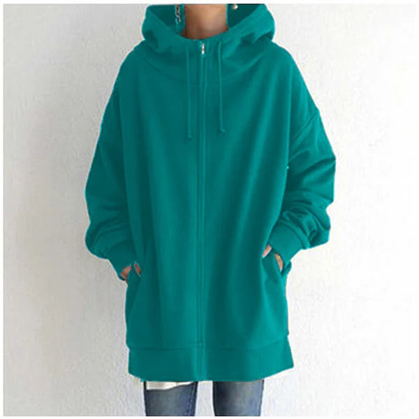 Women's Autumn/Winter Sweater Zipper Hooded Long Plus Sweater
