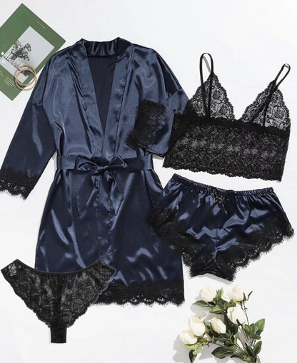 🔥LAST DAY SALE 49% OFF 🔥Valentine's Day 4 sets of lace satin sling pajamas set🌹