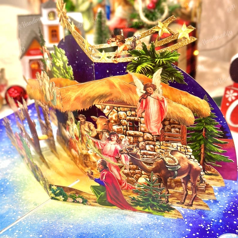 🎄🎅Early Christmas Promotion - 49% OFF🎄Handcrafted 3D Nativity Scene Christmas Scene Greeting Card