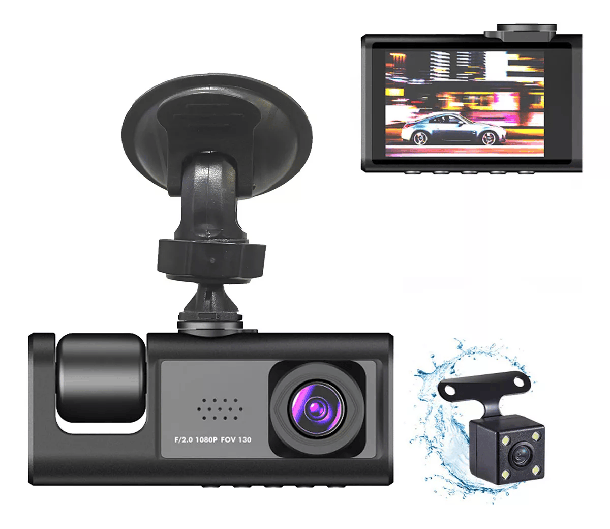 2-Inch Screen Wifi Link 1080P HD Dashcam with Night Vision 2/3 Lenses