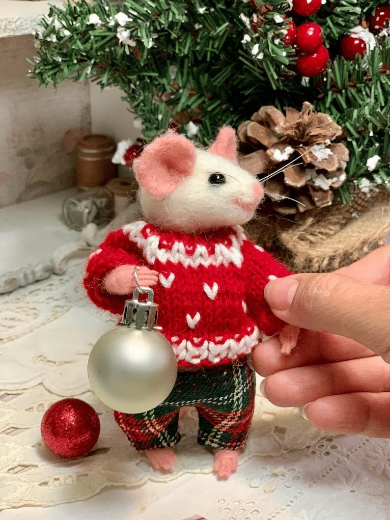 ⏰Limited Edition Hot Sale 50% Off - Handmade Christmas Needle felted Mouse