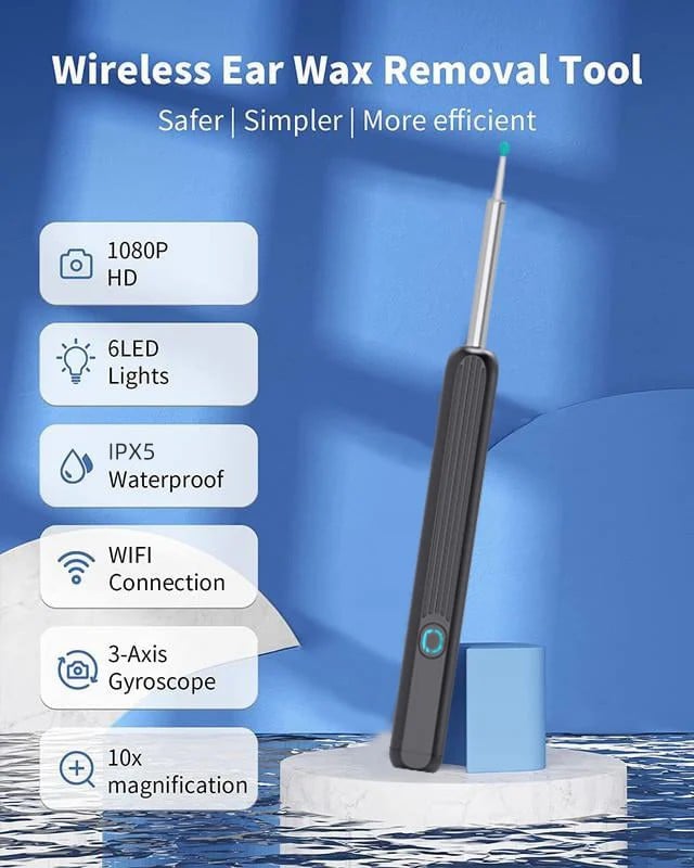 🔥Clean Earwax-Wi-Fi Visible Wax Removal Spoon, USB 1296P HD Load Otoscope