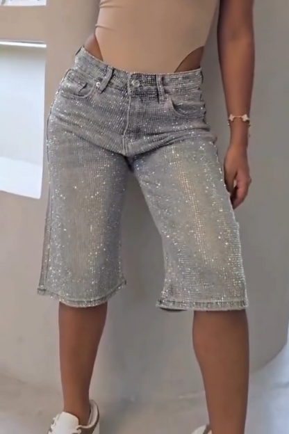 Women's Fashion High-Rise Diamond Straight Jeans