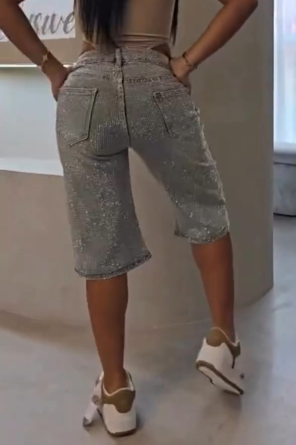 Women's Fashion High-Rise Diamond Straight Jeans