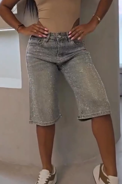 Women's Fashion High-Rise Diamond Straight Jeans