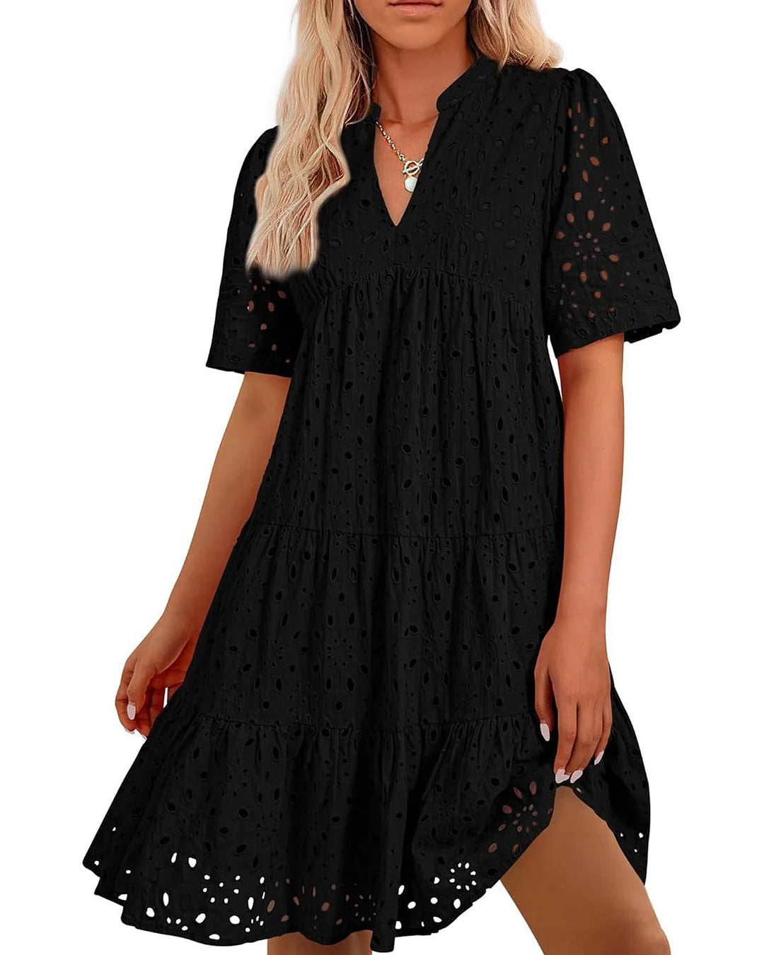 🌸Spring Specials🌸Elegant Hollow Out Lace Ruffle Casual Mini Dress