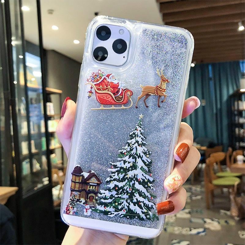 🎄Christmas theme flash powder iPhone mobile phonecase for iPhone 14/13/12/11/X/XS/7/8/SE