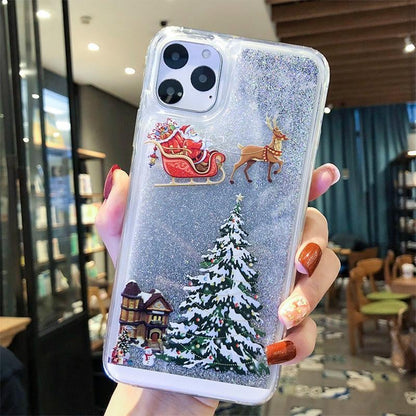🎄Christmas theme flash powder iPhone mobile phonecase for iPhone 14/13/12/11/X/XS/7/8/SE