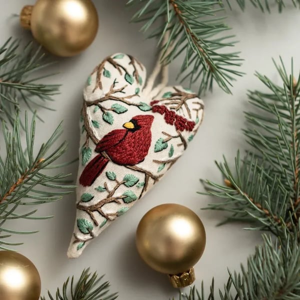 🎉2025 Christmas Sale 50% Discount - DIY Heart Shaped Hand Embroidered Christmas Ornament Kit