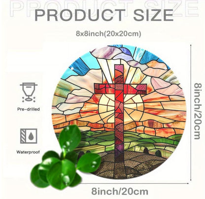 🙏God bless you - ✝️Handcrafted Radiant Jesus Cross Window Sign