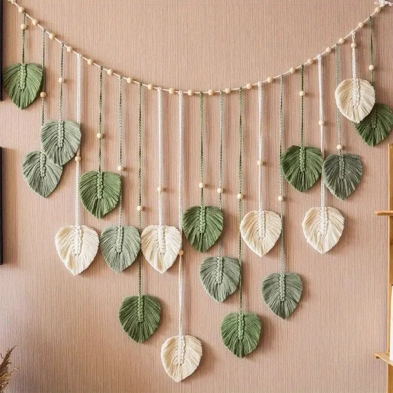 🌿Large Boho Handwoven Macrame Leaf Wall Hanging Decor✨