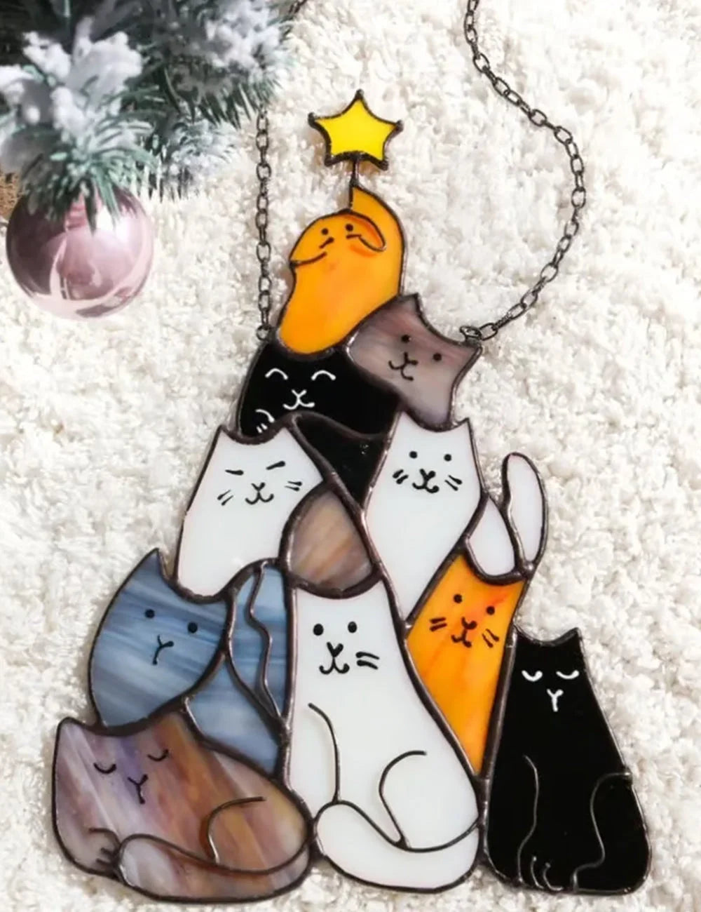 🎄Early Sale-50% OFF😻Cat Christmas Tree Suncatcher Ornament