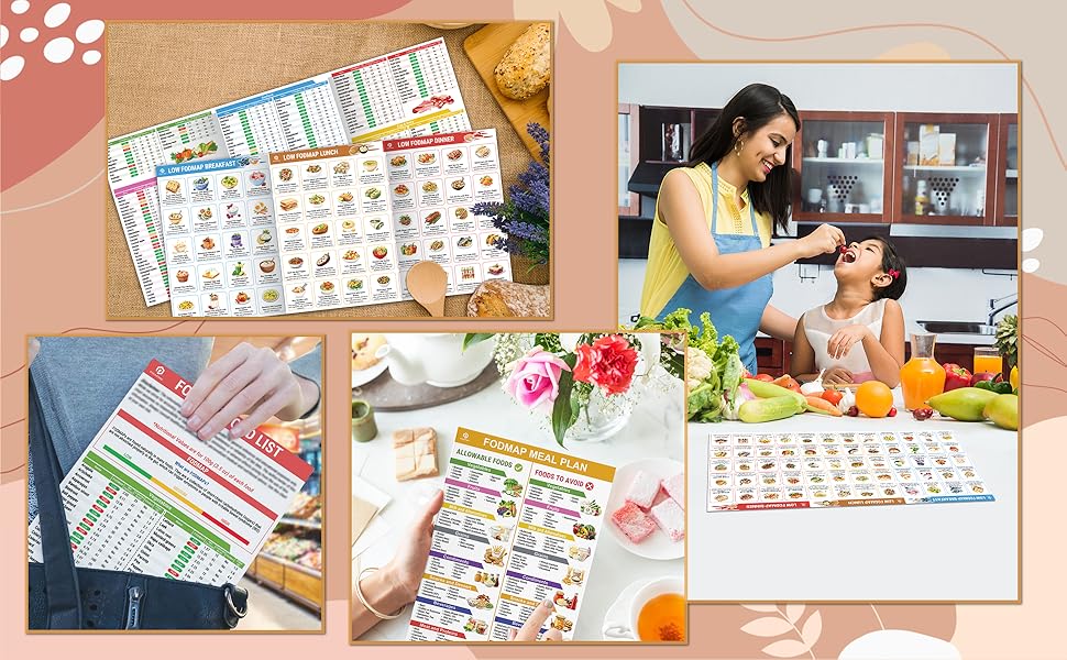 🥗Set of 2 Fodmap Chart📘IBS Symptom Relief Food List